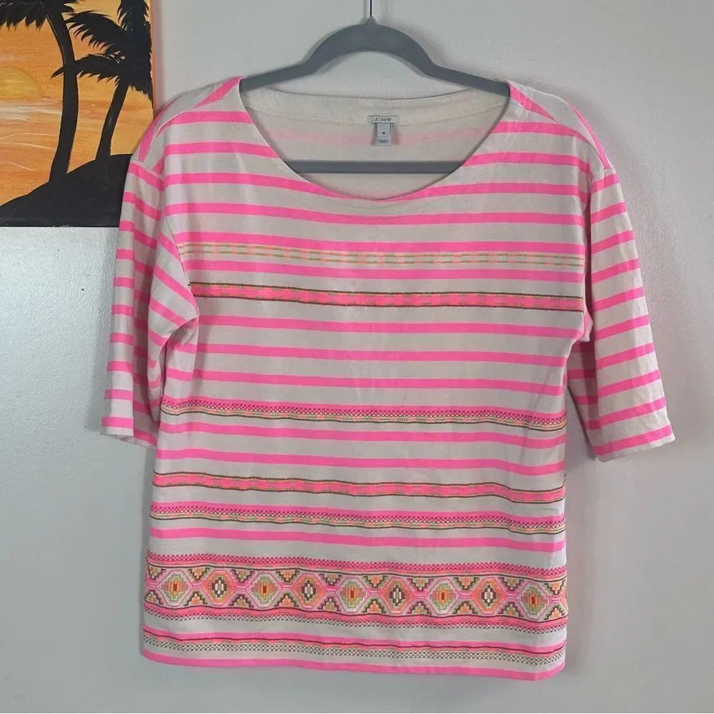J. Crew Pink Boxy 3/4 Sleeve Blouse